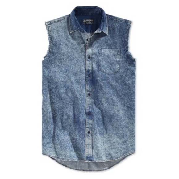 Boyfriend Fit Sleeveless Acid Wash Denim Vest - Picture 4 of 5